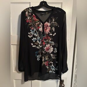 Point Zero Black Floral Sheer Blouse